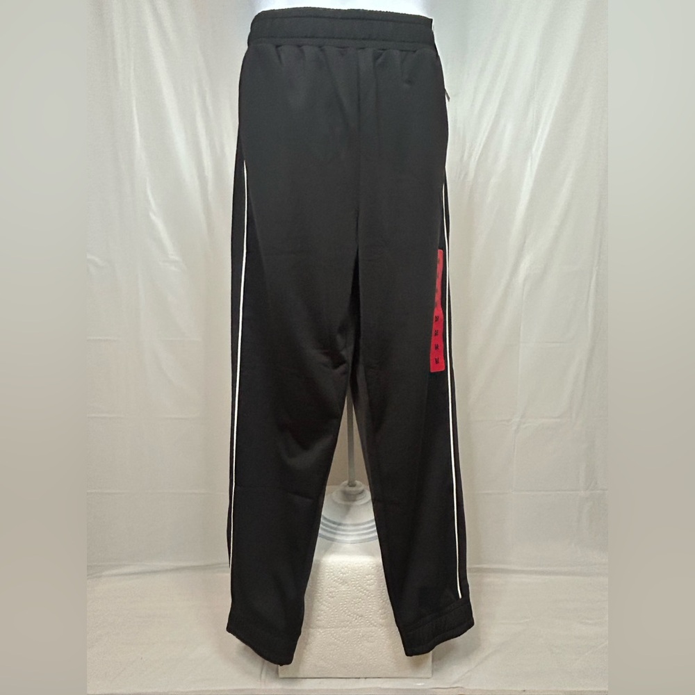 Puma Black Tricot Jogger Pants Medium White Stripe Athletic NWT